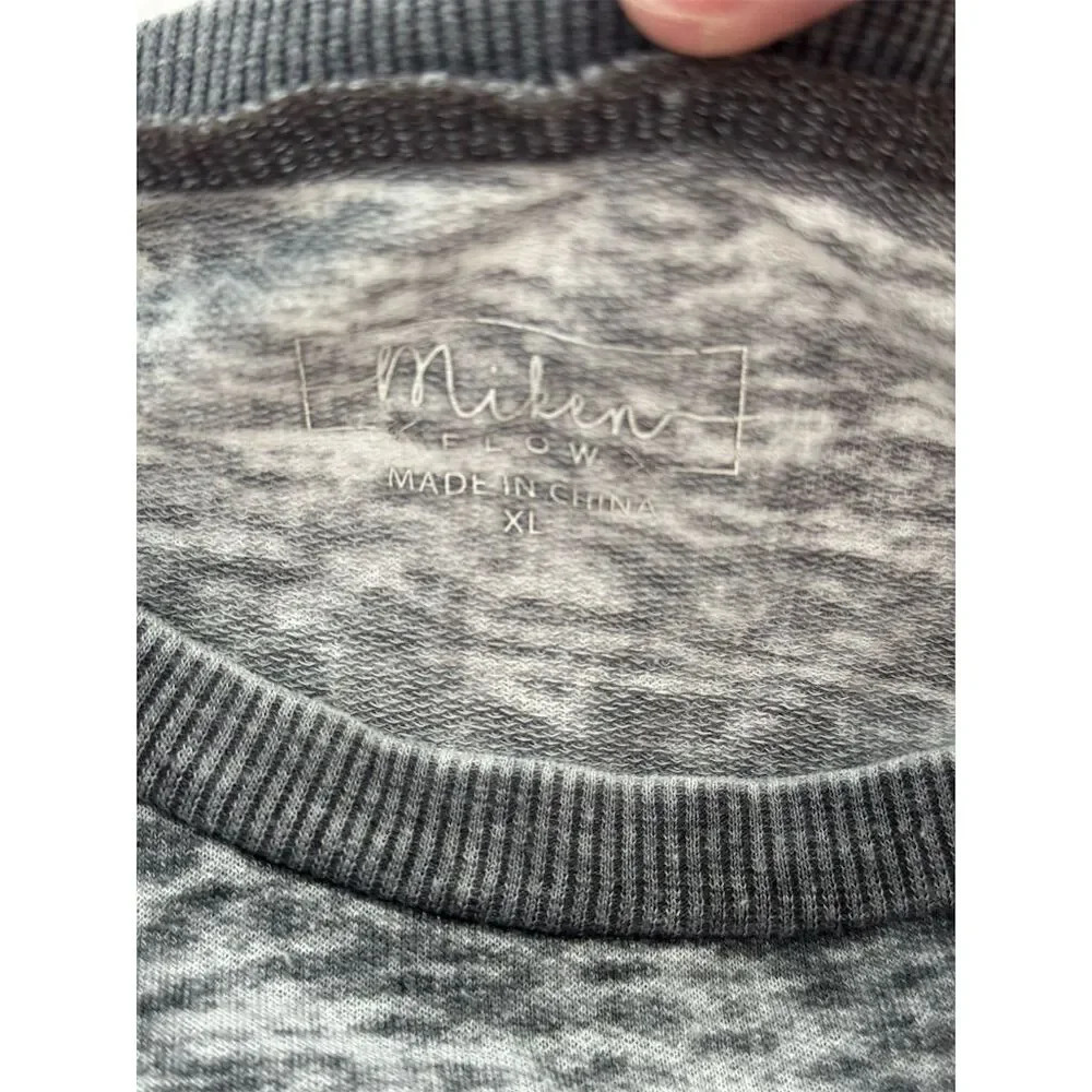 Miken Flow burnout XL Gray Burnout Sweatshirt  Print Crew Neck  Positive Theme - Picture 2 of 12